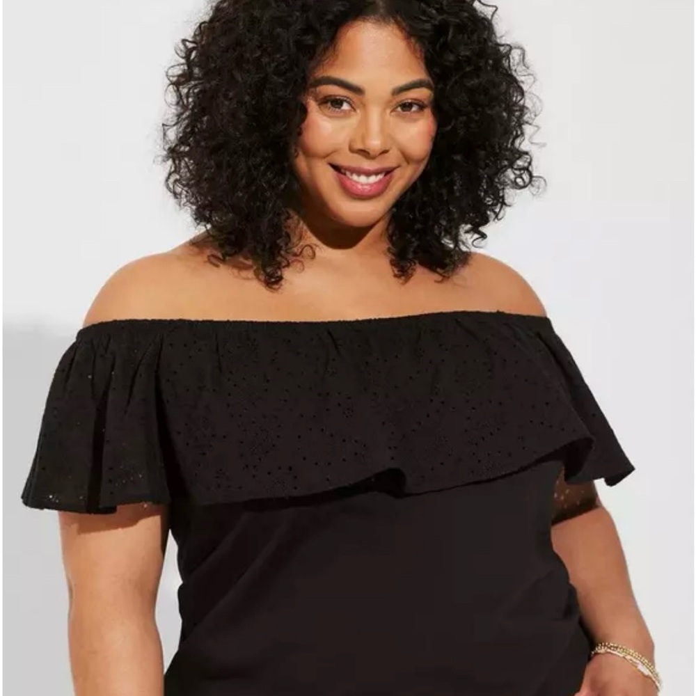 Torrid cotton off the shoulder banded top